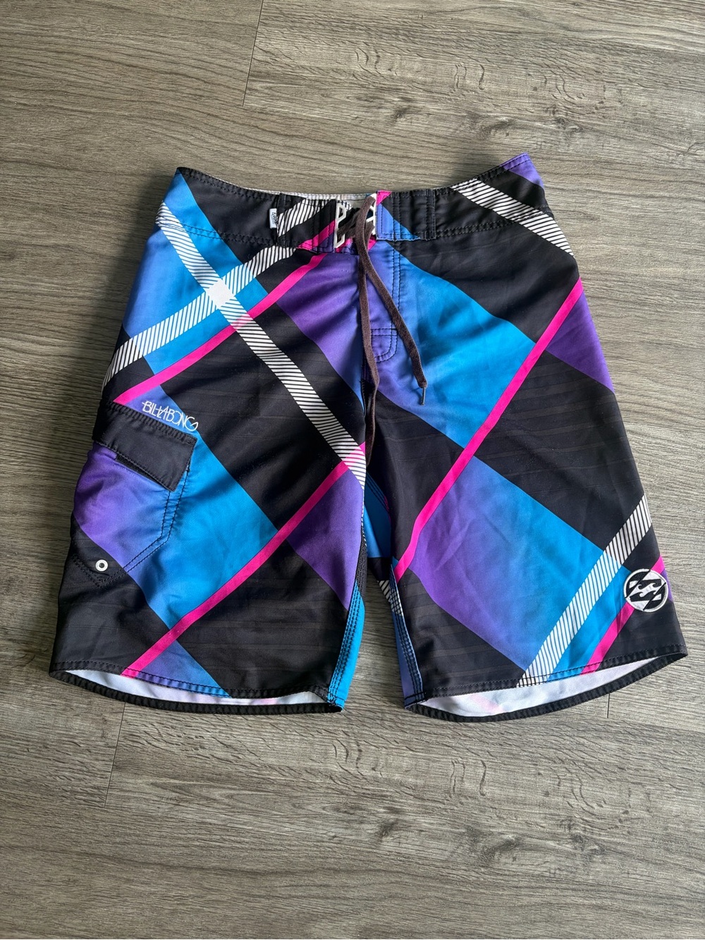 Billabong Men's Plaid Boardshorts in Black, Blue, Purple, Pink
